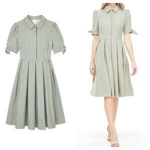 Gal Meets Glam Delilah Green Gingham Dress